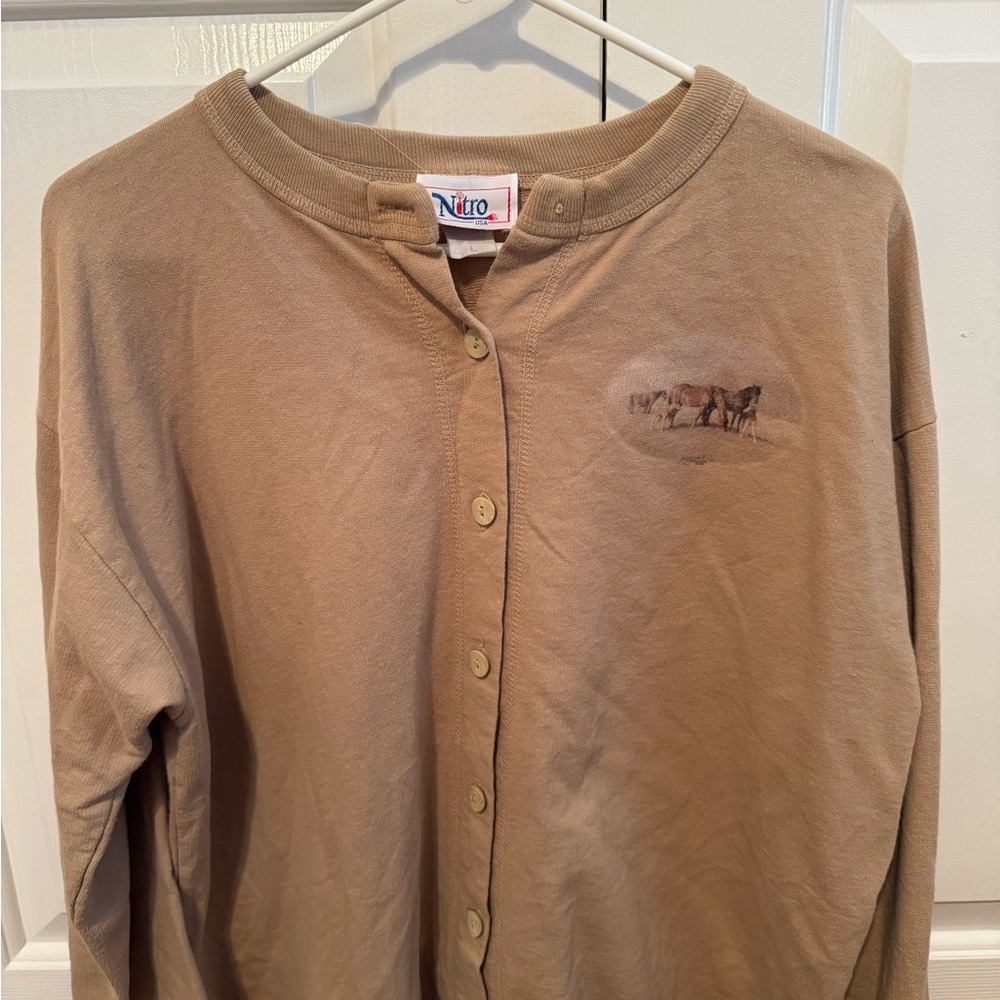 Western horse button up tee